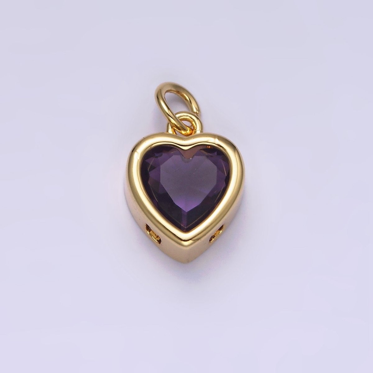 14K Gold Filled 15.5mm Personalized Birthstone Heart Cubic Zirconia CZ Bezel Charm in Silver & Gold | N1551 - N1574