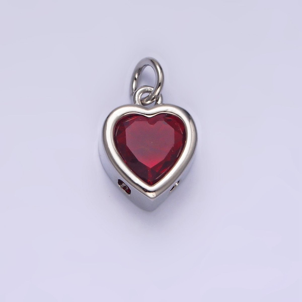 14K Gold Filled 15.5mm Personalized Birthstone Heart Cubic Zirconia CZ Bezel Charm in Silver & Gold | N1551 - N1574