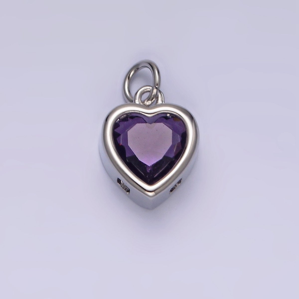 14K Gold Filled 15.5mm Personalized Birthstone Heart Cubic Zirconia CZ Bezel Charm in Silver & Gold | N1551 - N1574
