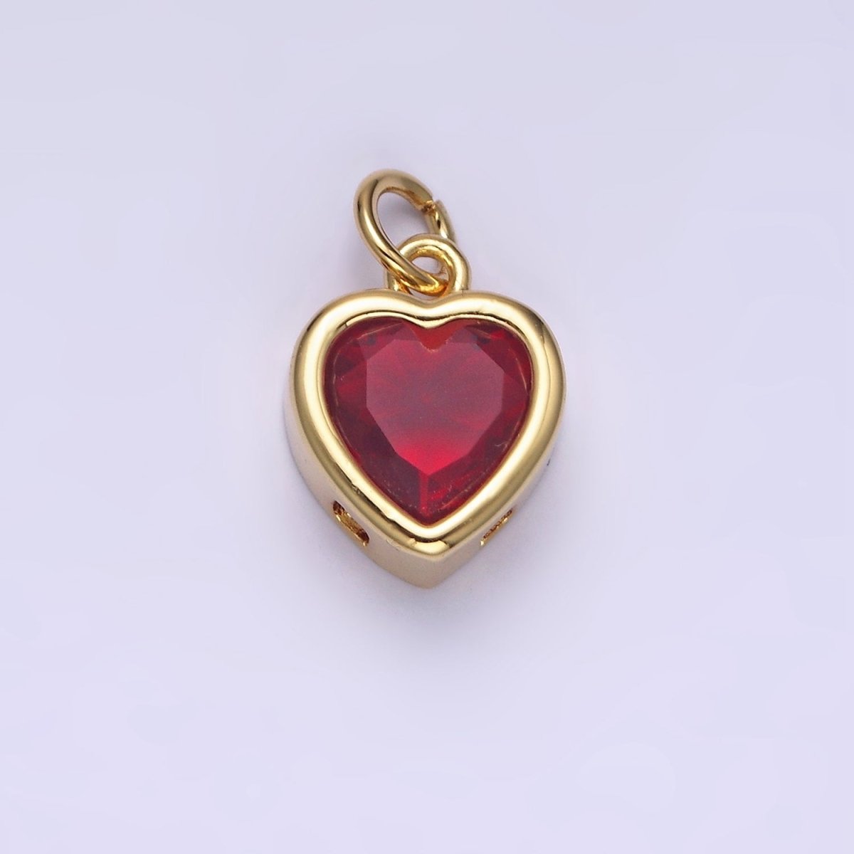 14K Gold Filled 15.5mm Personalized Birthstone Heart Cubic Zirconia CZ Bezel Charm in Silver & Gold | N1551 - N1574