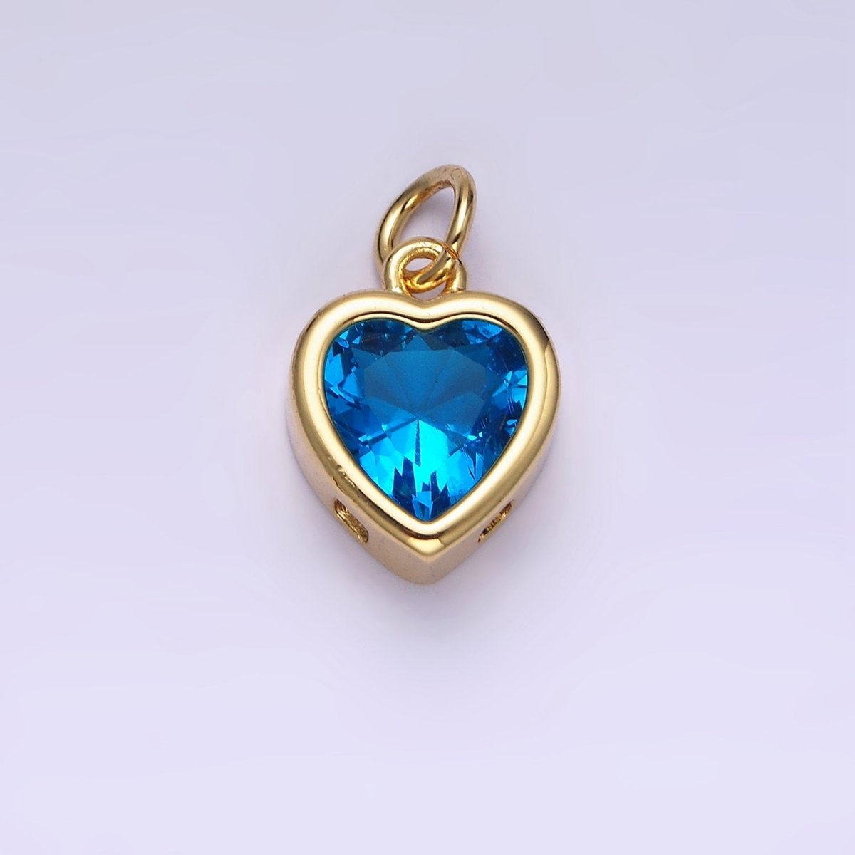 14K Gold Filled 15.5mm Personalized Birthstone Heart Cubic Zirconia CZ Bezel Charm in Silver & Gold | N1551 - N1574