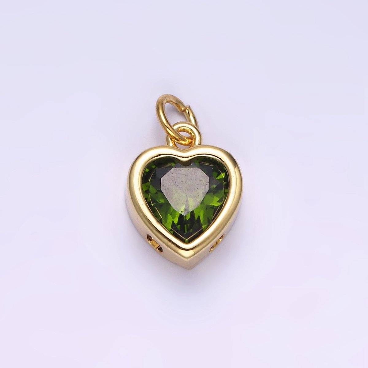 14K Gold Filled 15.5mm Personalized Birthstone Heart Cubic Zirconia CZ Bezel Charm in Silver & Gold | N1551 - N1574