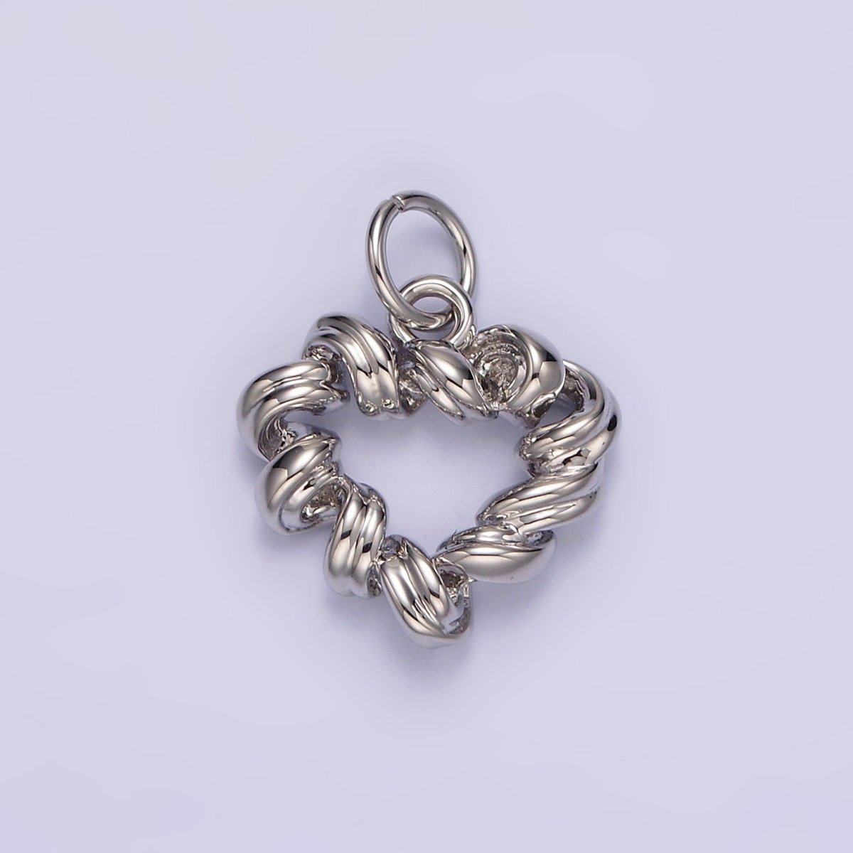 14K Gold Filled 15.5mm Twisted Spiral Coil Open Heart Charm in Gold & Silver | N1104 N1105