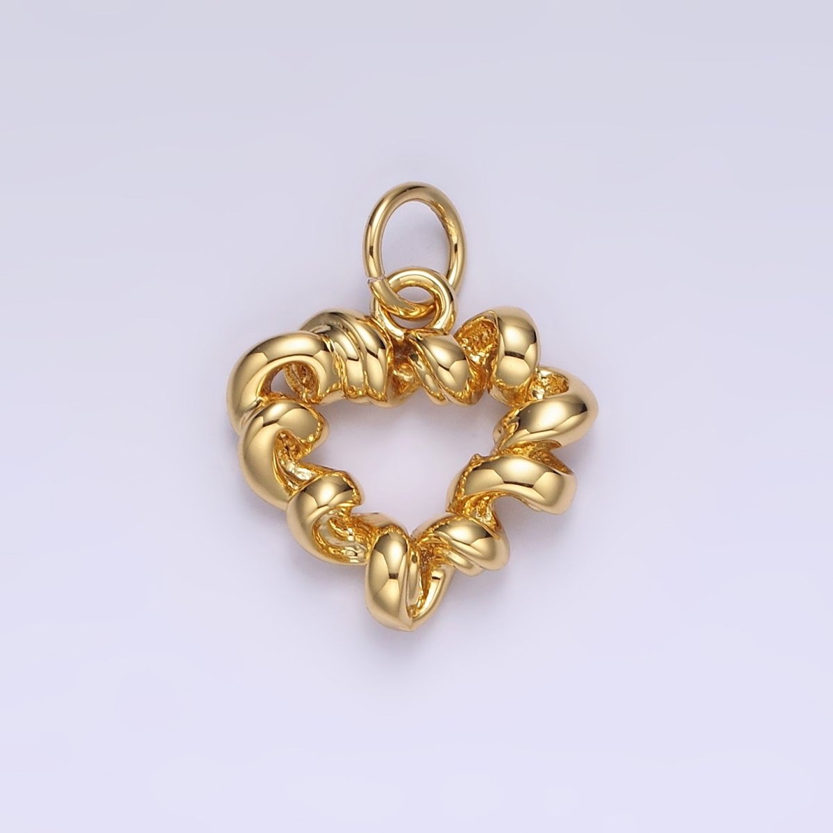 14K Gold Filled 15.5mm Twisted Spiral Coil Open Heart Charm in Gold & Silver | N1104 N1105