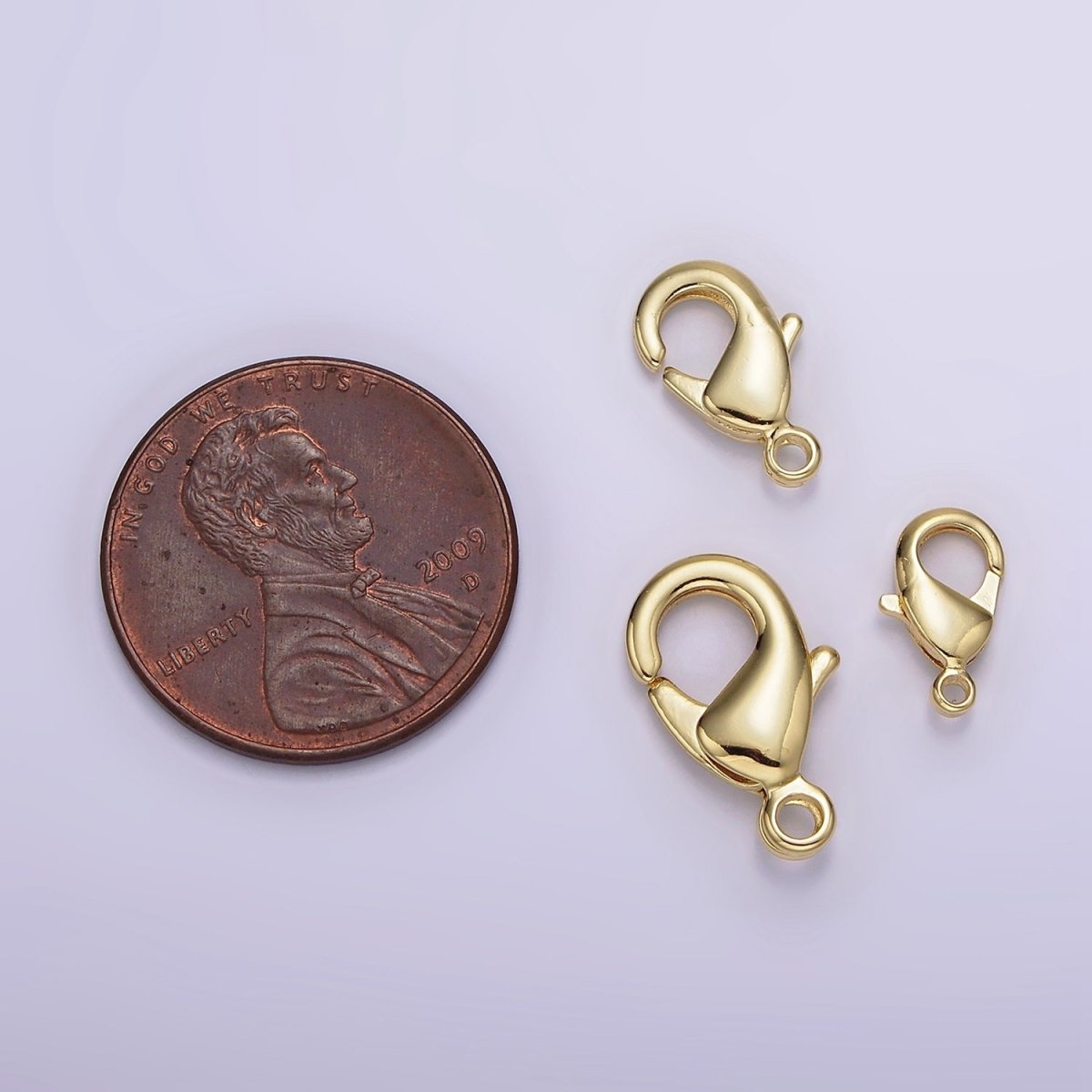 14K Gold Filled 15mm, 12mm, 10mm Lobster Claw Clasps Closure Findings Supply | Z533 - Z535