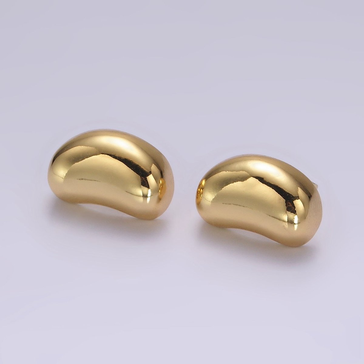 14K Gold Filled 15mm Bean Dome Modern Statement Stud Kylie Earrings | V060