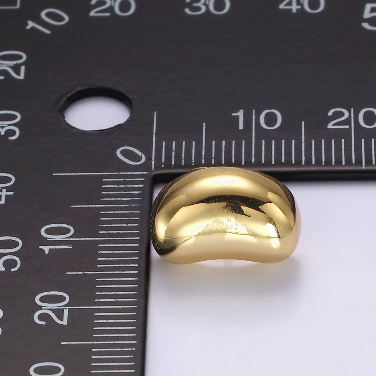 14K Gold Filled 15mm Bean Dome Modern Statement Stud Kylie Earrings | V060