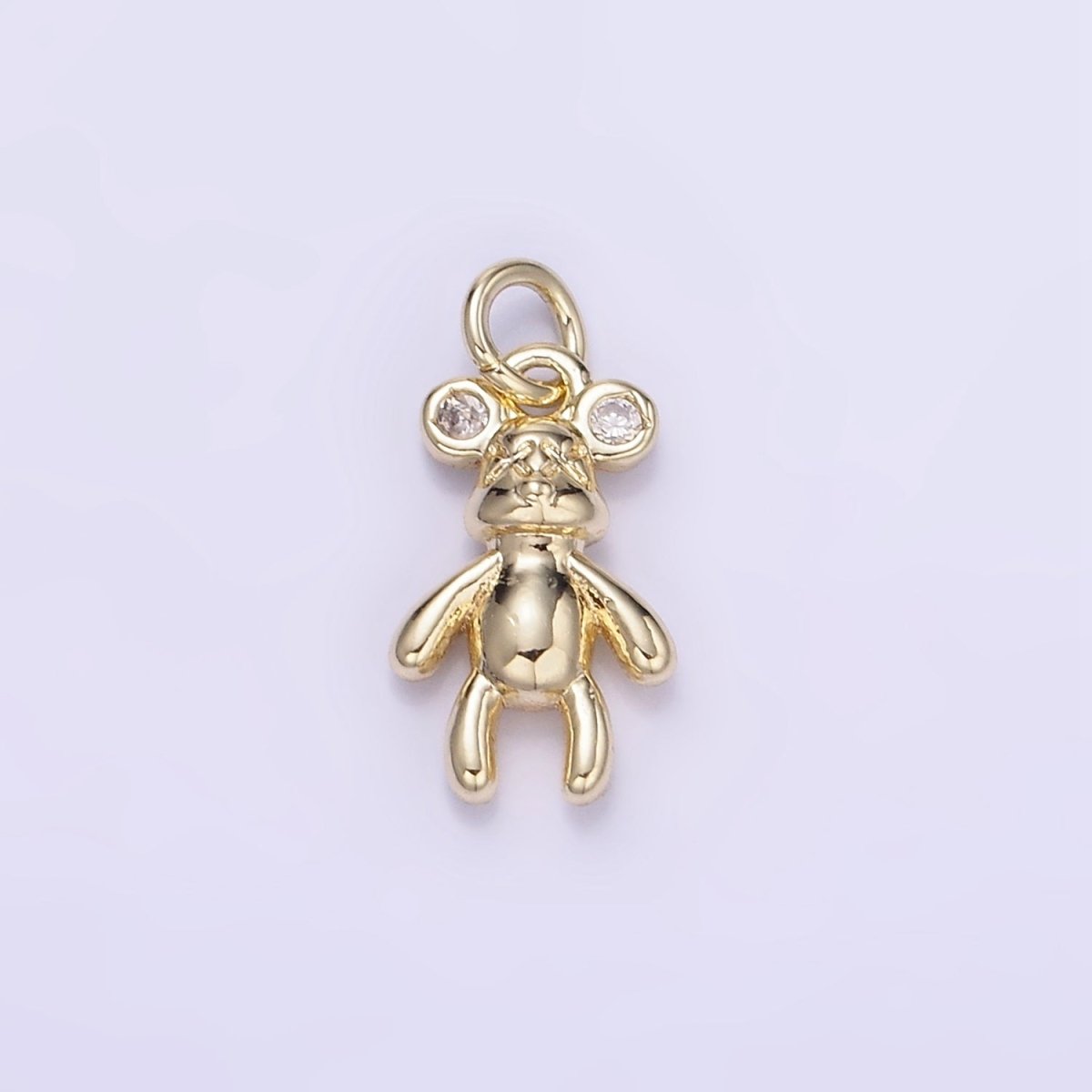 14K Gold Filled 15mm Bear Animal CZ Mini Charm | W550 - DLUXCA
