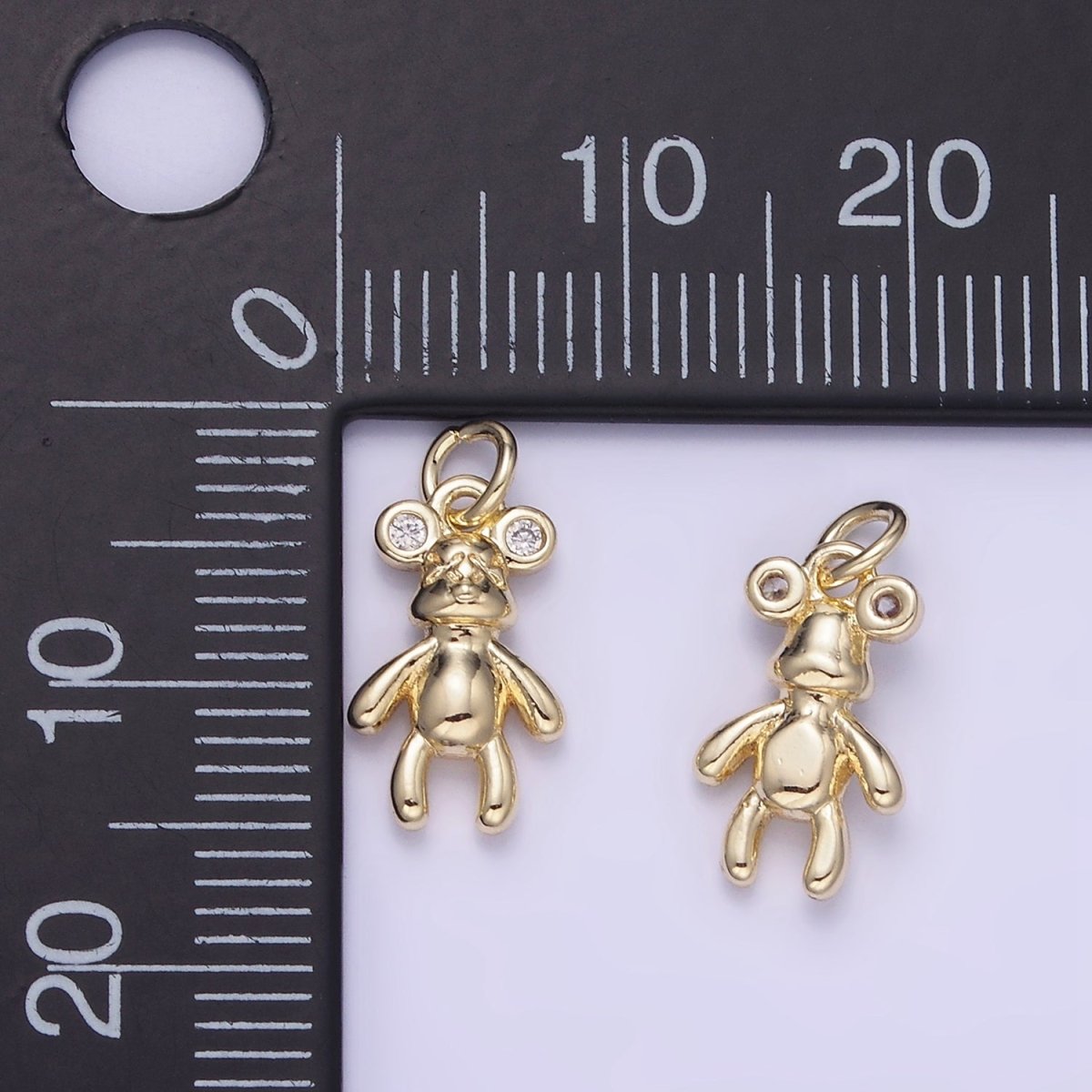 14K Gold Filled 15mm Bear Animal CZ Mini Charm | W550 - DLUXCA