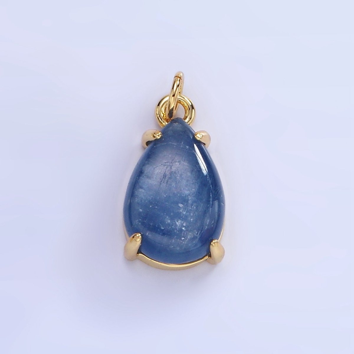 14K Gold Filled 15mm Blue Kyanite Gemstone Teardrop Charm | AG751 - DLUXCA