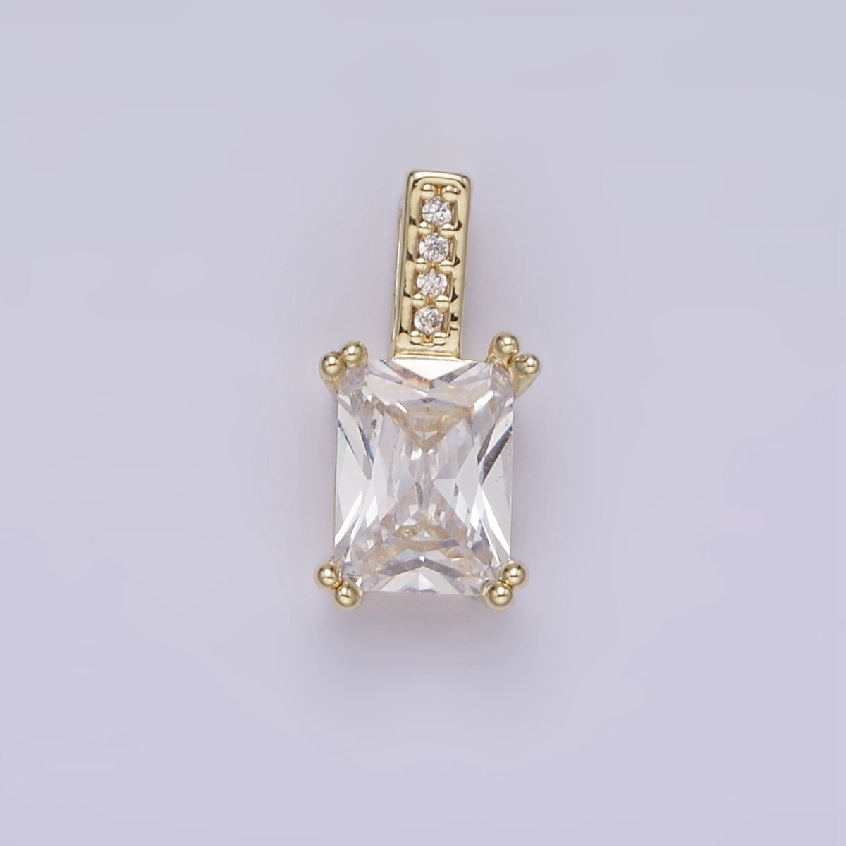 14K Gold Filled 15mm Clear Baguette Micro Paved CZ Bail Pendant | N1806 - DLUXCA