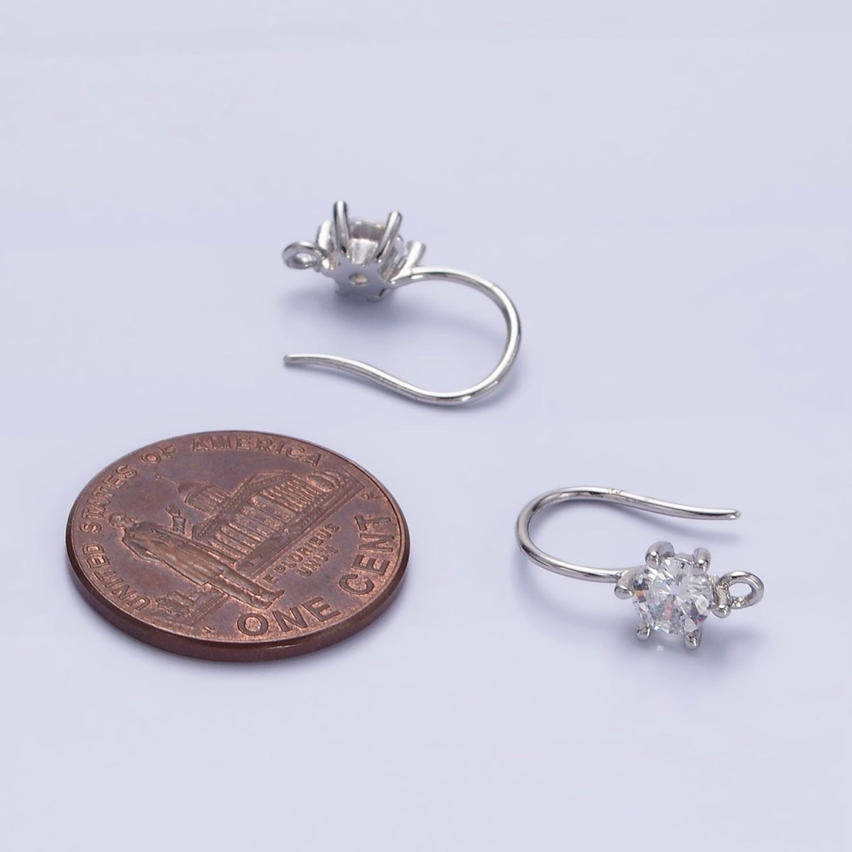 14K Gold Filled 15mm Clear CZ Flower French Hook Earrings Findings in Gold & Silver | Z754