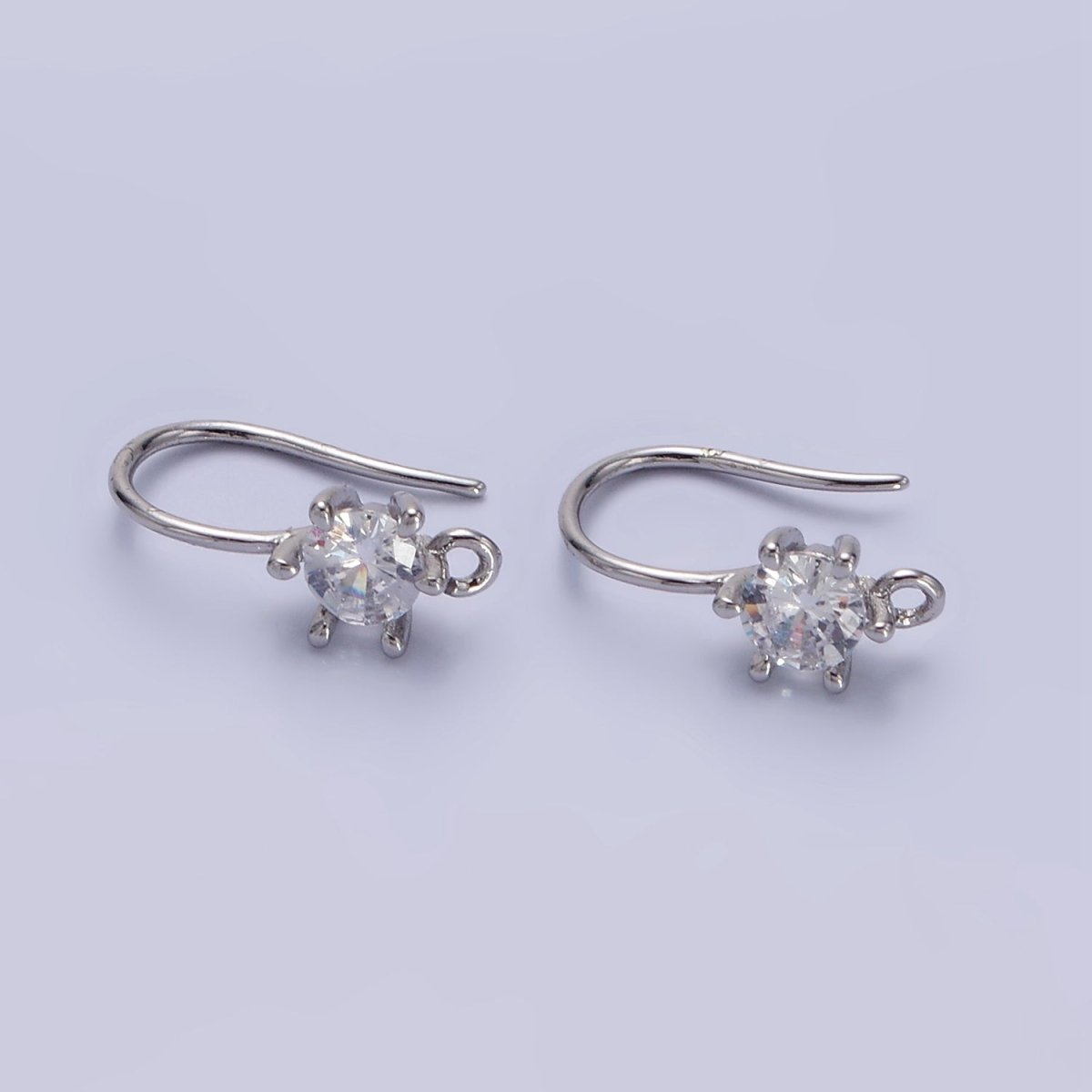 14K Gold Filled 15mm Clear CZ Flower French Hook Earrings Findings in Gold & Silver | Z754
