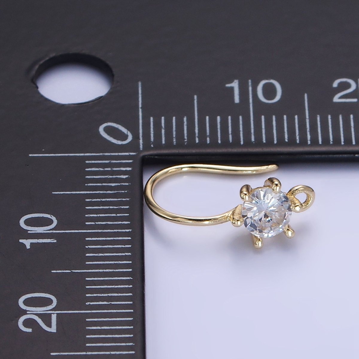 14K Gold Filled 15mm Clear CZ Flower French Hook Earrings Findings in Gold & Silver | Z754