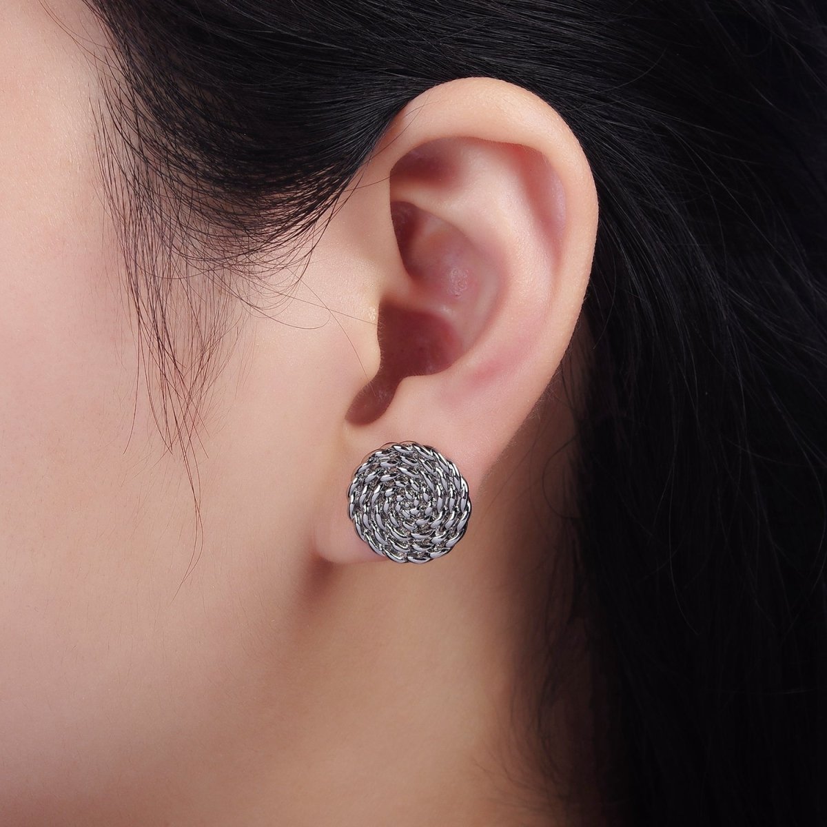 14K Gold Filled 15mm Croissant Circle Round Minimalist Stud Earrings in Gold & Silver | V481 V482