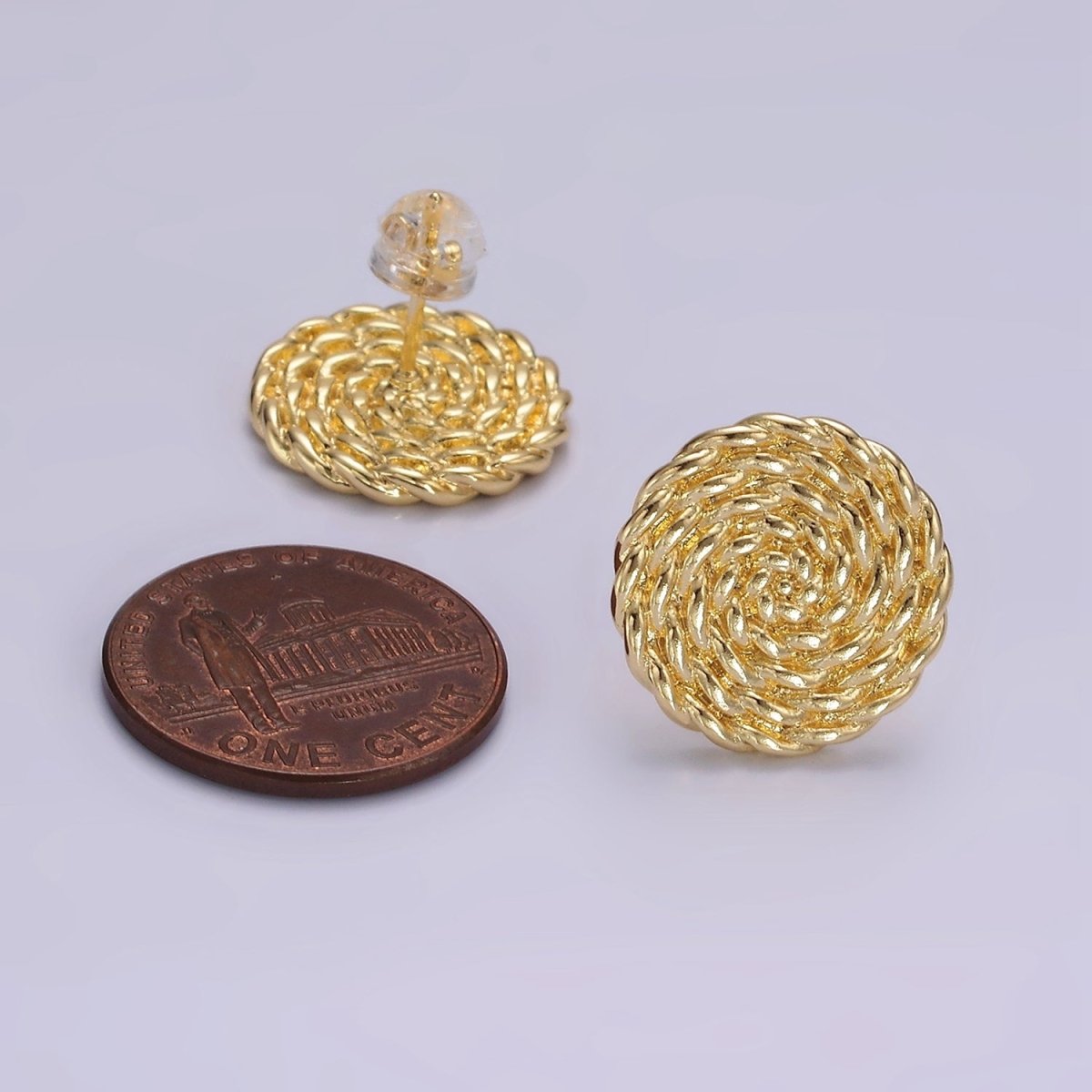14K Gold Filled 15mm Croissant Circle Round Minimalist Stud Earrings in Gold & Silver | V481 V482