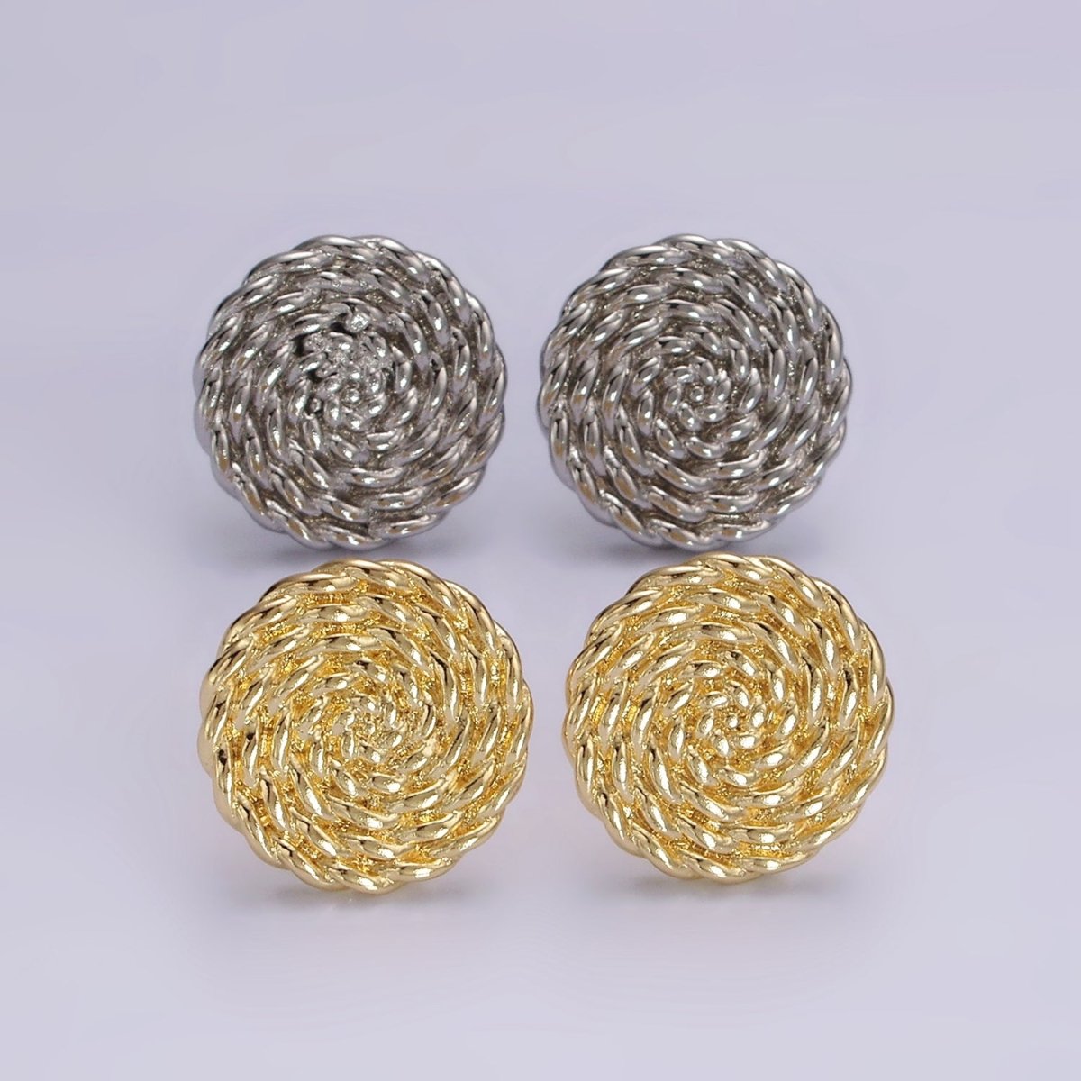14K Gold Filled 15mm Croissant Circle Round Minimalist Stud Earrings in Gold & Silver | V481 V482