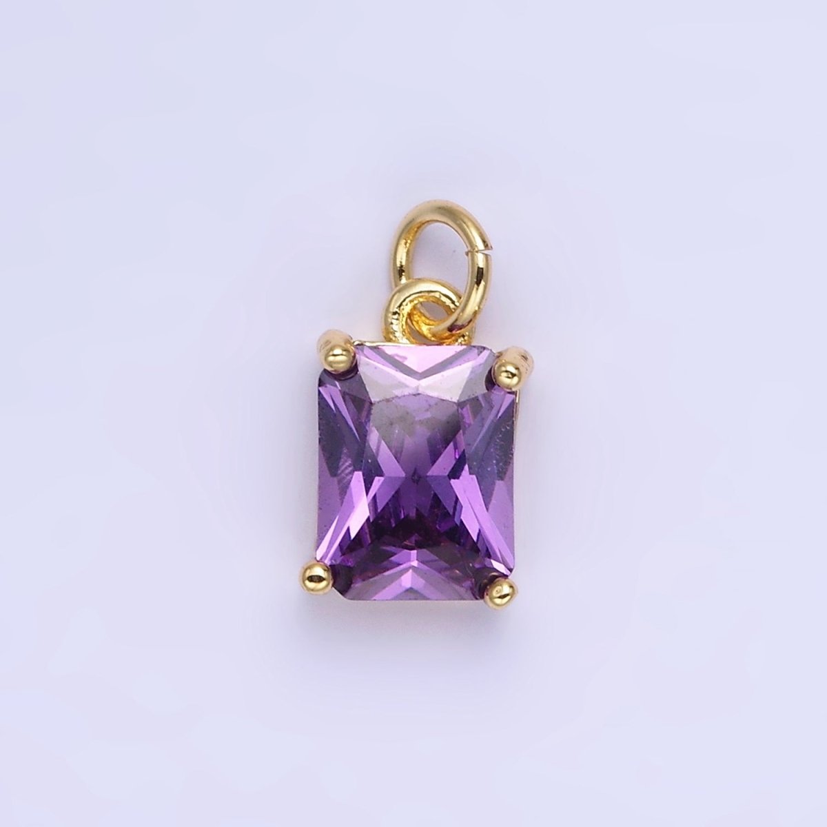 14K Gold Filled 15mm CZ Cubic Zirconia Baguette Charm in Gold & Silver | W607 - W622