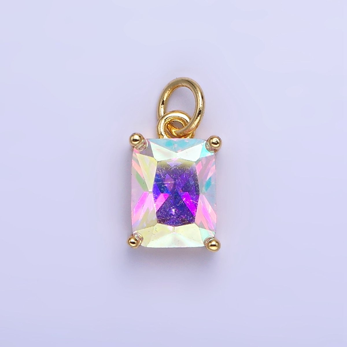 14K Gold Filled 15mm CZ Cubic Zirconia Baguette Charm in Gold & Silver | W607 - W622