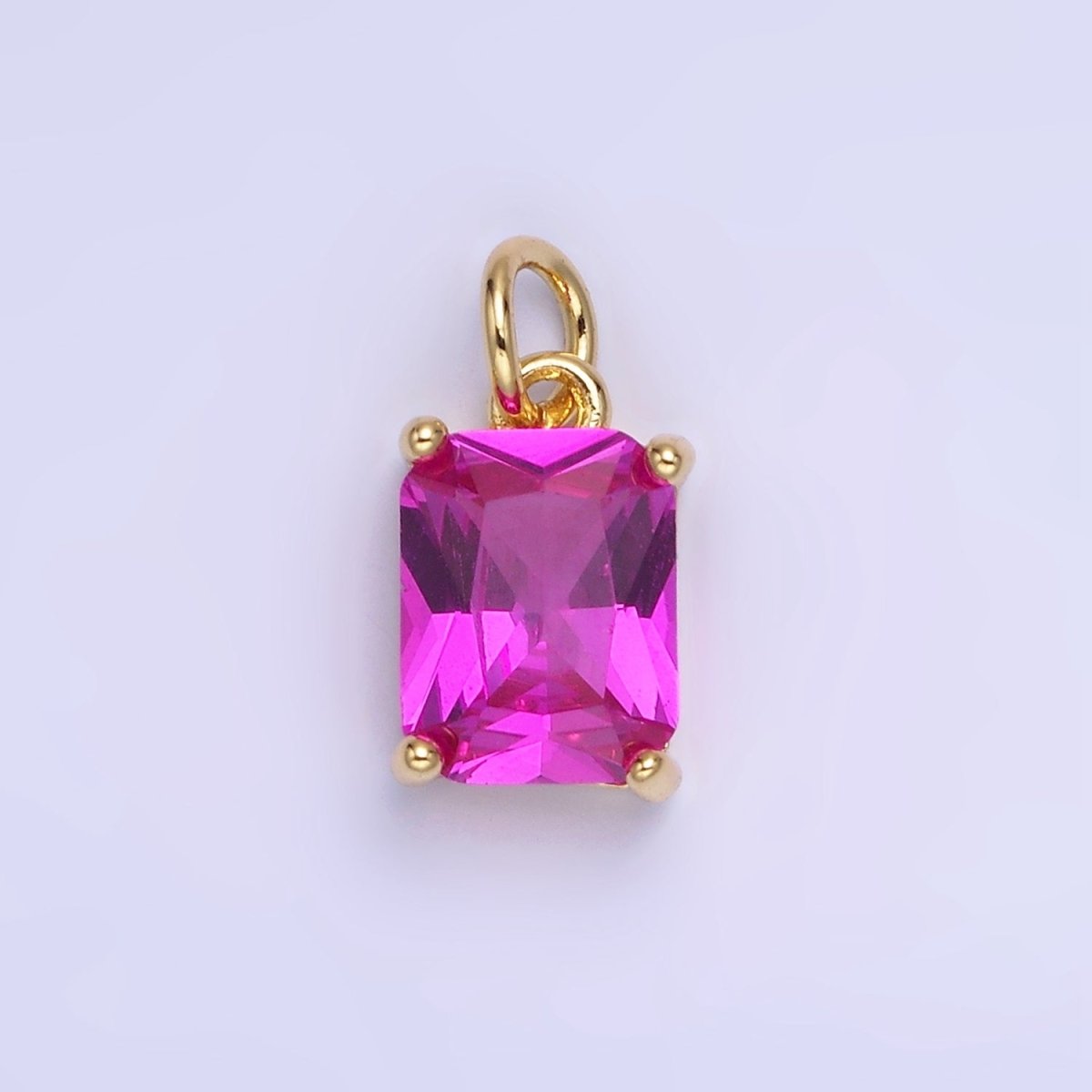 14K Gold Filled 15mm CZ Cubic Zirconia Baguette Charm in Gold & Silver | W607 - W622
