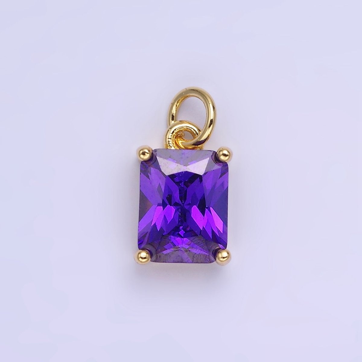 14K Gold Filled 15mm CZ Cubic Zirconia Baguette Charm in Gold & Silver | W607 - W622