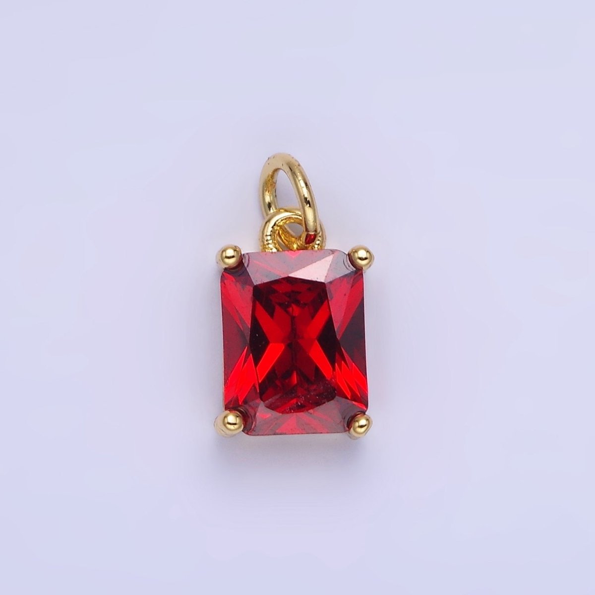 14K Gold Filled 15mm CZ Cubic Zirconia Baguette Charm in Gold & Silver | W607 - W622