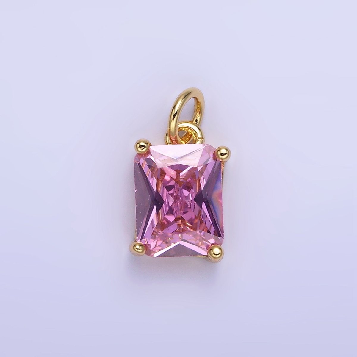 14K Gold Filled 15mm CZ Cubic Zirconia Baguette Charm in Gold & Silver | W607 - W622