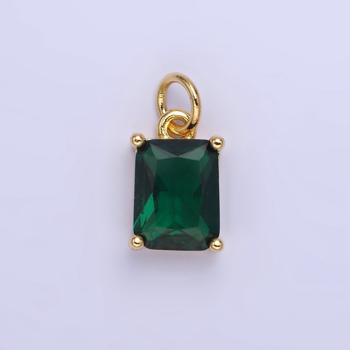 14K Gold Filled 15mm CZ Cubic Zirconia Baguette Charm in Gold & Silver | W607 - W622