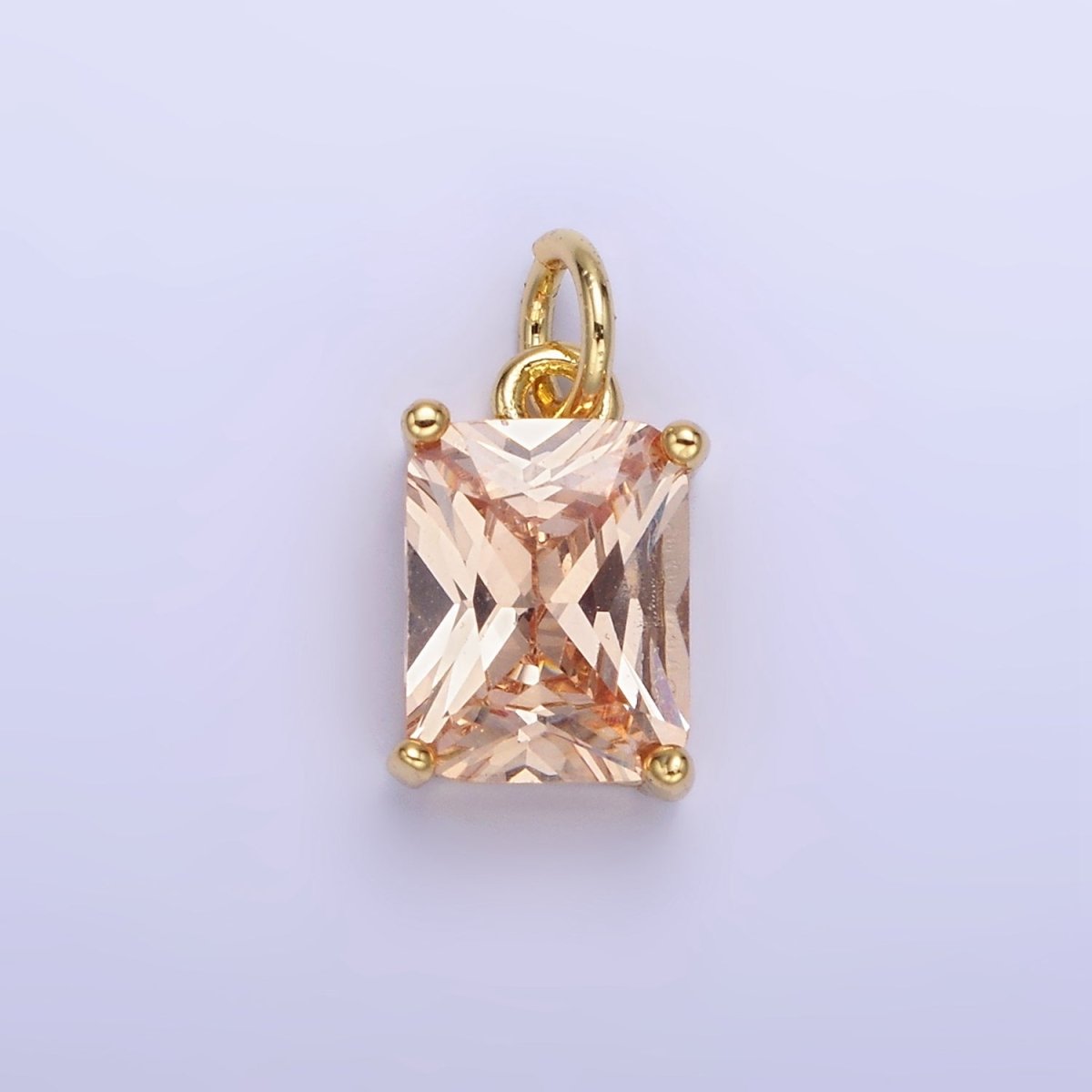 14K Gold Filled 15mm CZ Cubic Zirconia Baguette Charm in Gold & Silver | W607 - W622