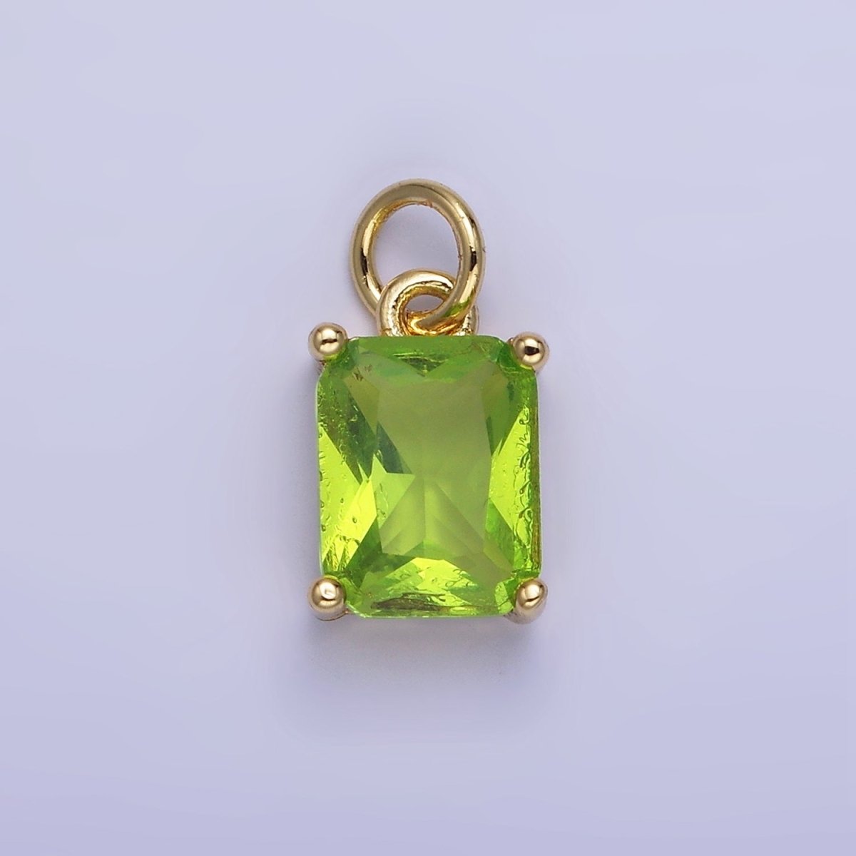 14K Gold Filled 15mm CZ Cubic Zirconia Baguette Charm in Gold & Silver | W607 - W622