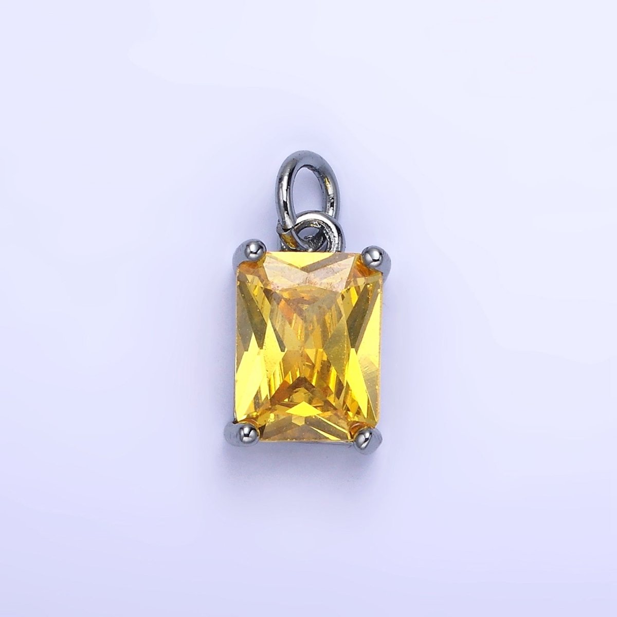 14K Gold Filled 15mm CZ Cubic Zirconia Baguette Charm in Gold & Silver | W607 - W622