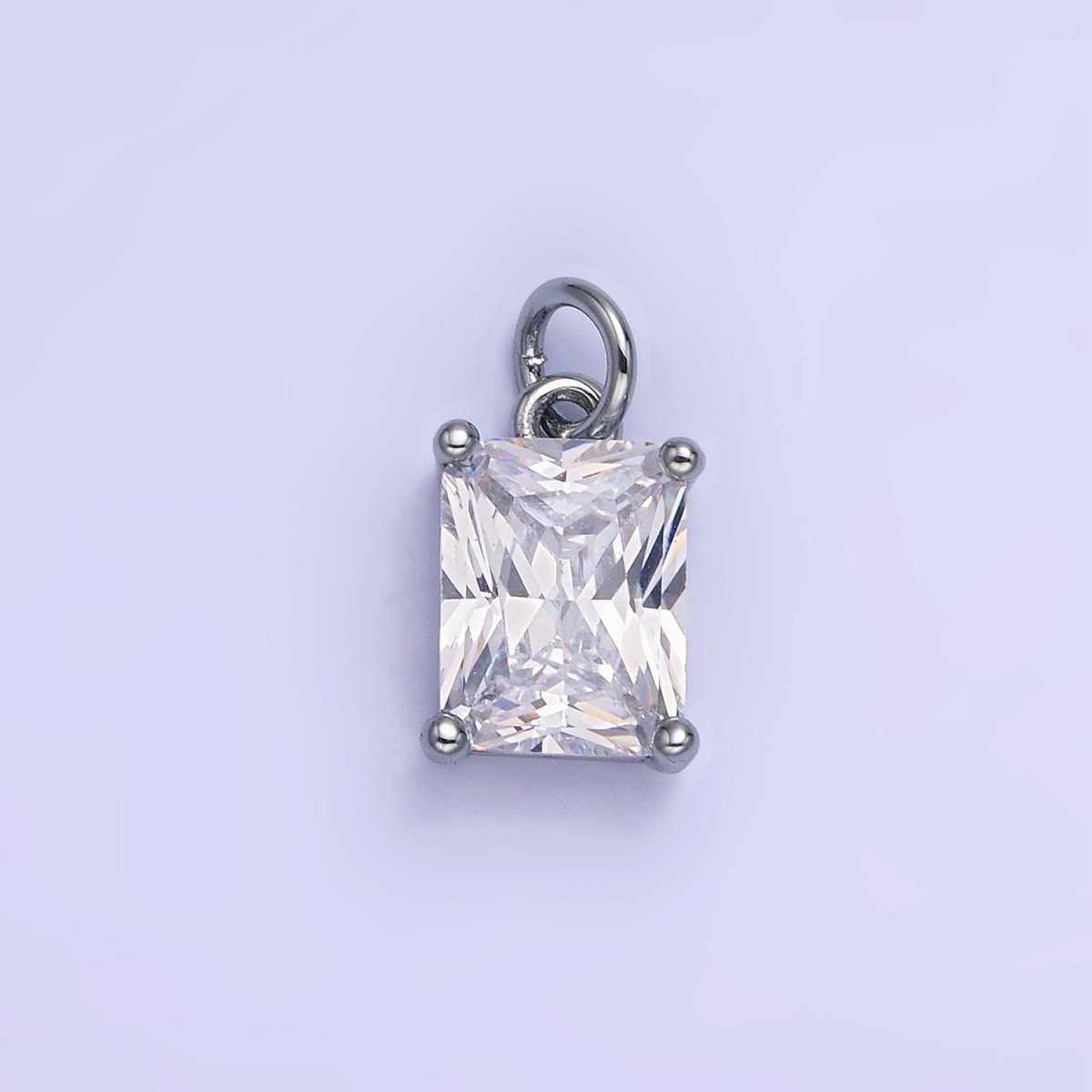 14K Gold Filled 15mm CZ Cubic Zirconia Baguette Charm in Gold & Silver | W607 - W622