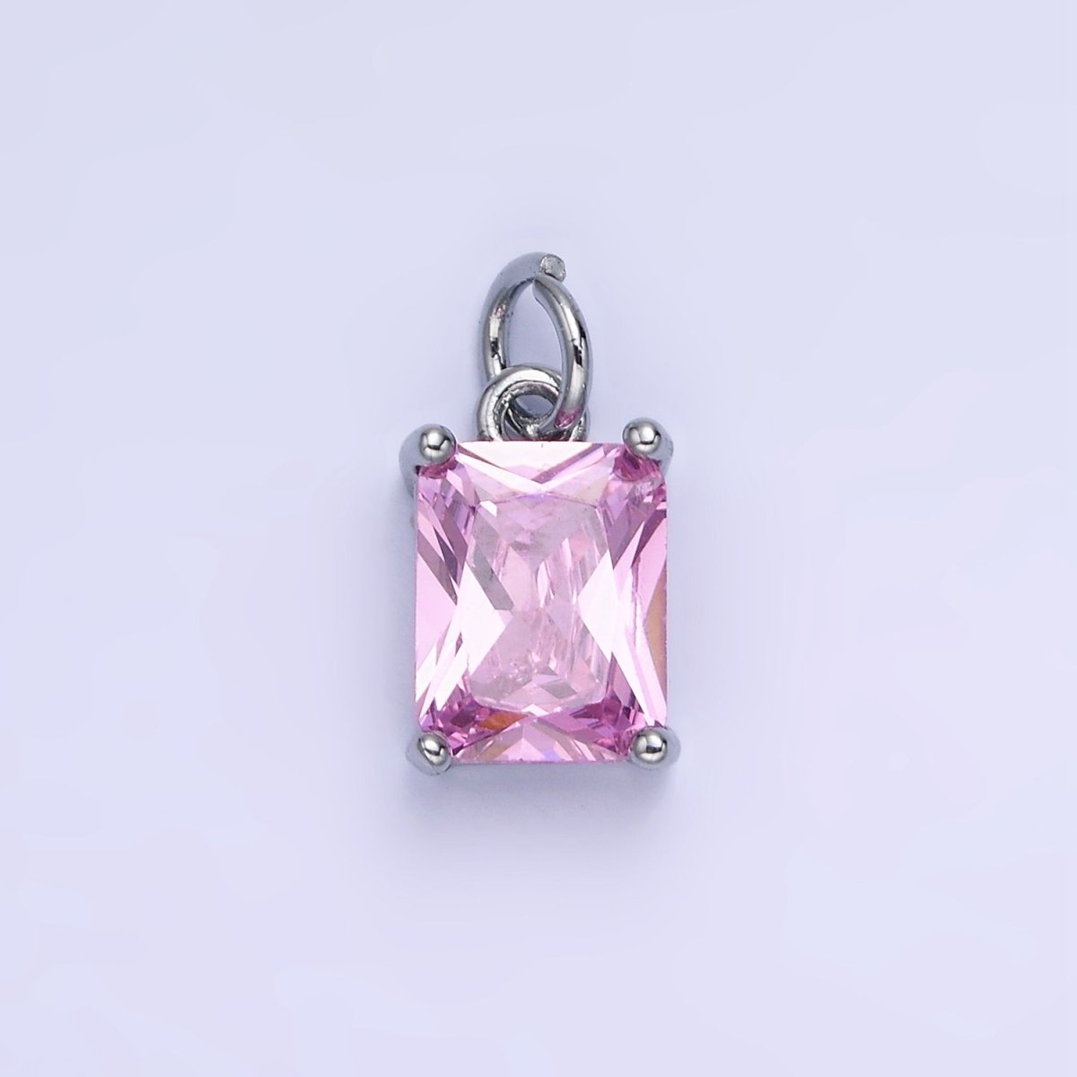 14K Gold Filled 15mm CZ Cubic Zirconia Baguette Charm in Gold & Silver | W607 - W622