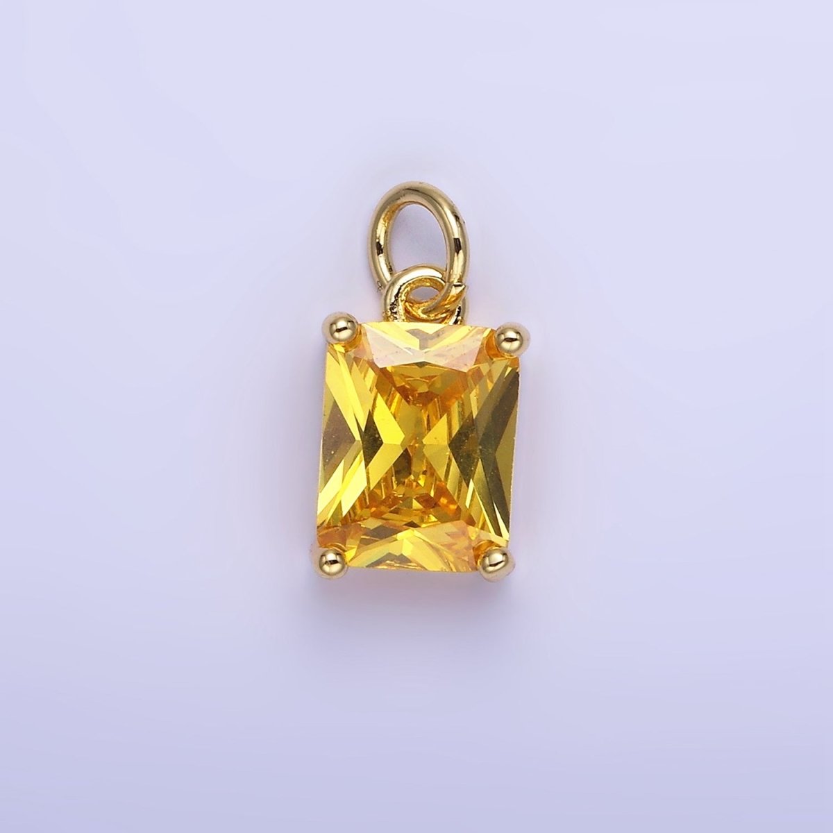 14K Gold Filled 15mm CZ Cubic Zirconia Baguette Charm in Gold & Silver | W607 - W622