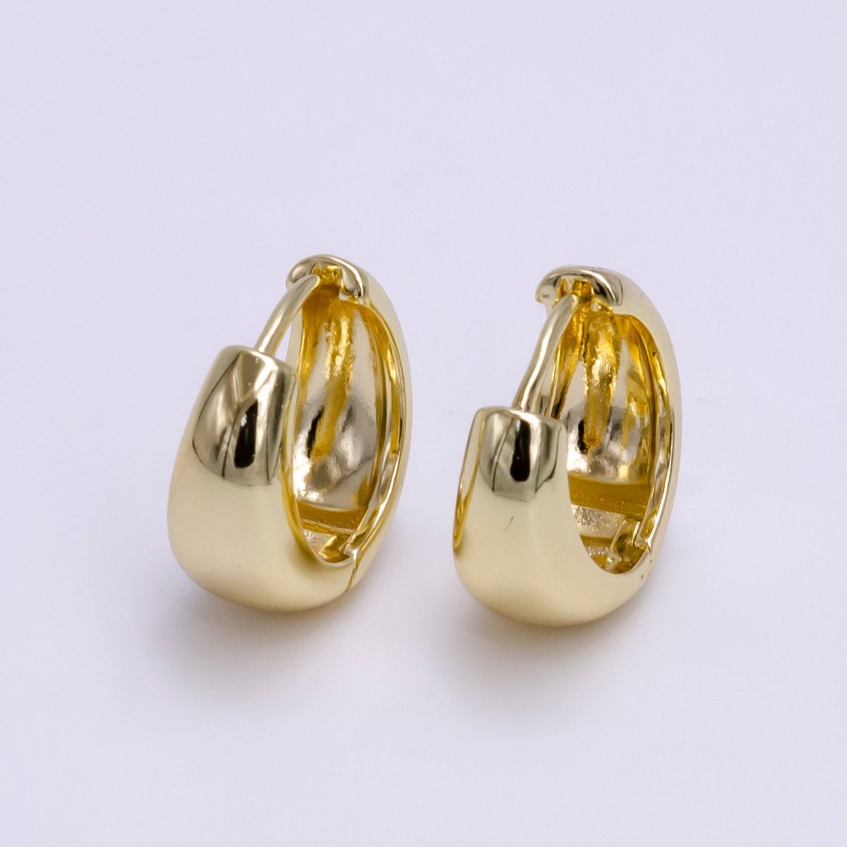 14K Gold Filled 15mm Dome Minimalist Huggie Earrings | AE783 - DLUXCA