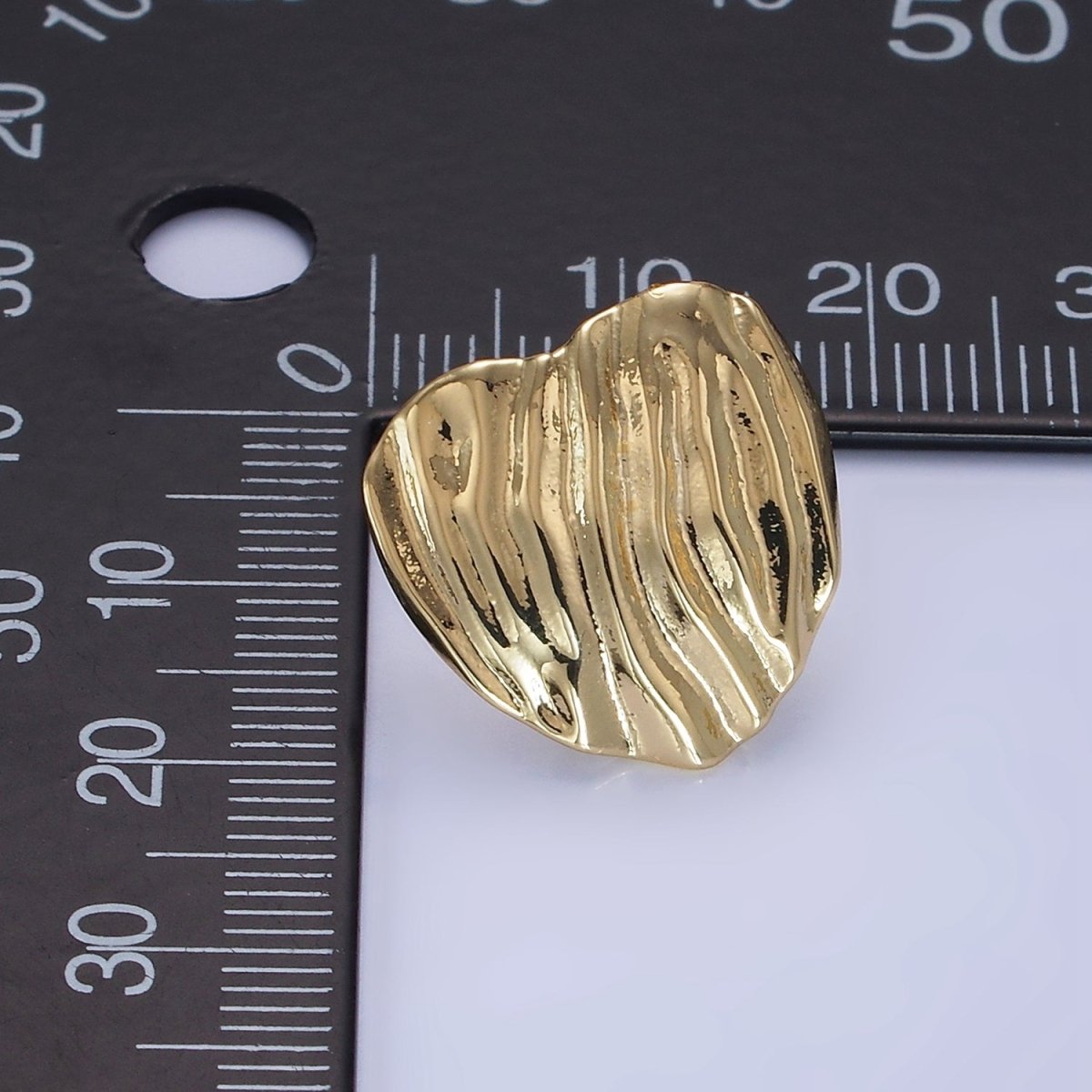 14K Gold Filled 15mm Hammered Foil Heart Stud Earrings in Gold & Silver | AB1286 AB1287