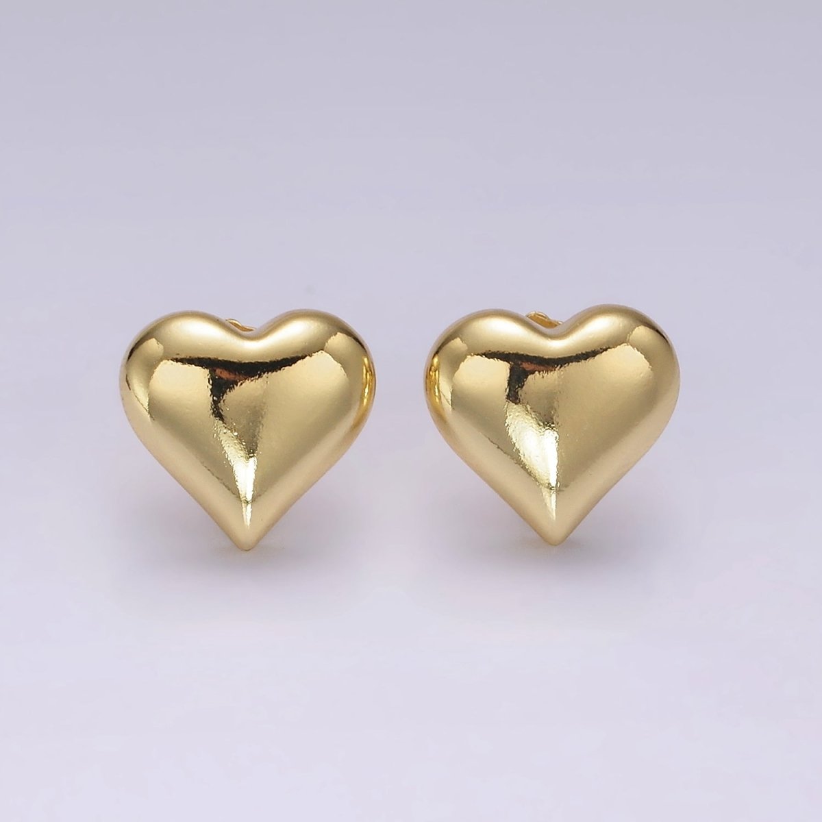 14K Gold Filled 15mm Heart Dome Minimalist Stud Earrings | V296 - DLUXCA