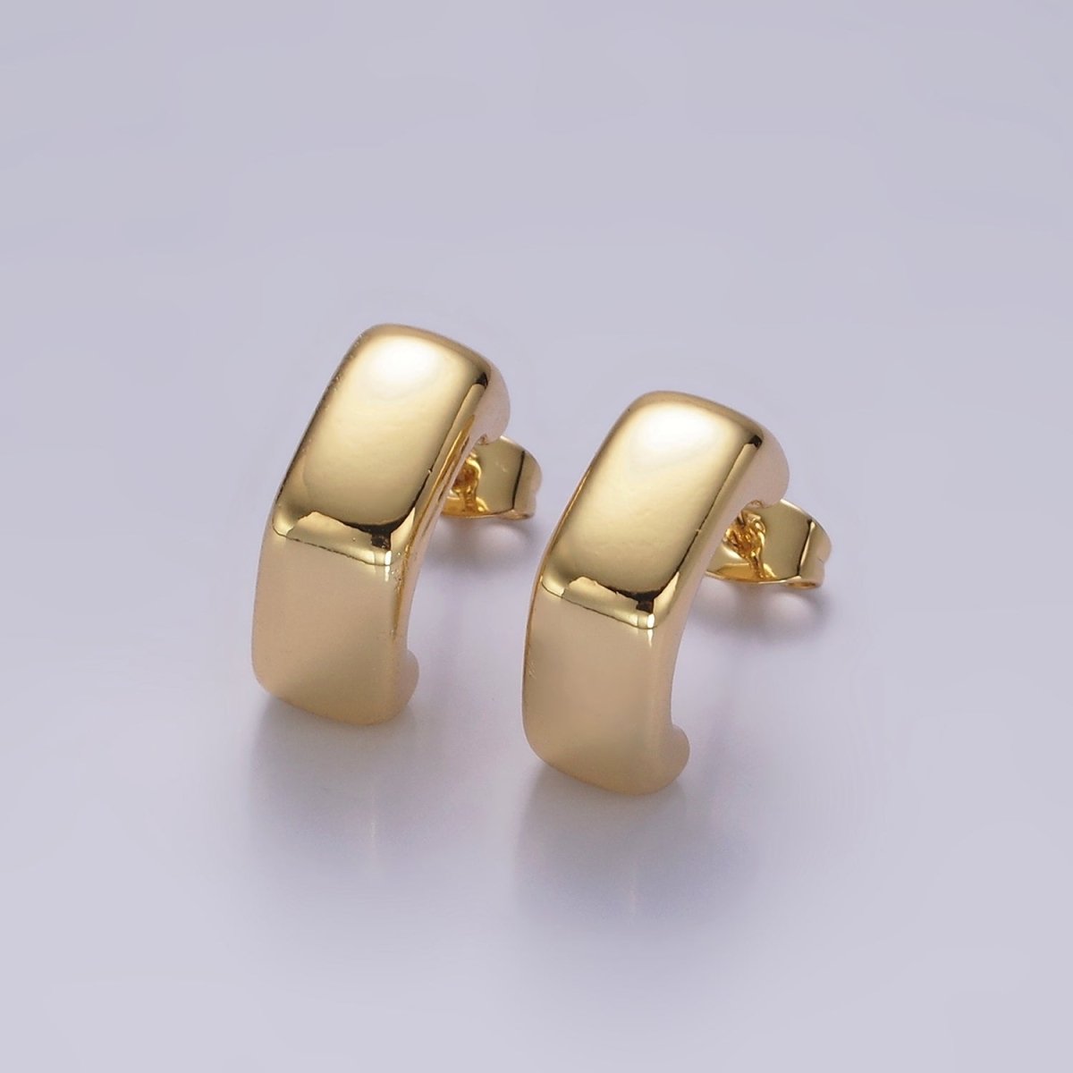 14K Gold Filled 15mm Hexagonal Modern Statement C-Shaped Hoop Kylie Earrings | AE950
