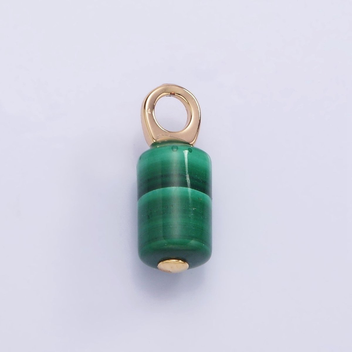 14K Gold Filled 15mm Malachite Gemstone Tube Drop Charm | AG686 - DLUXCA