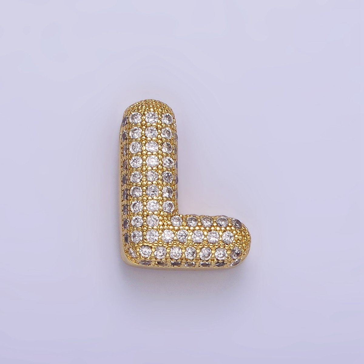 14K Gold Filled 15mm Micro Paved Balloon Bubble Initial Letter Pendant | A1171-A1183