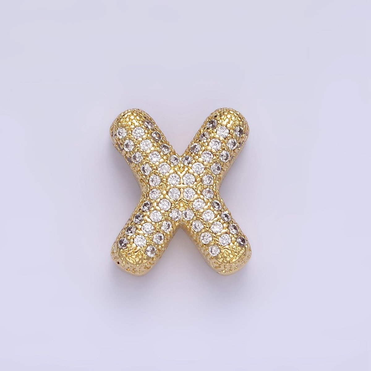 14K Gold Filled 15mm Micro Paved Balloon Bubble Initial Letter Pendant | A1171-A1183