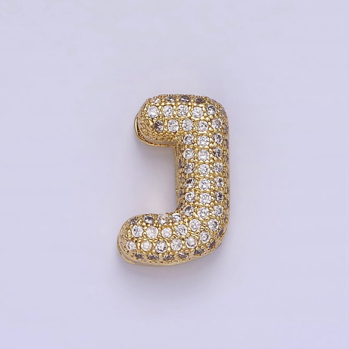 14K Gold Filled 15mm Micro Paved Balloon Bubble Initial Letter Pendant | A1171-A1183
