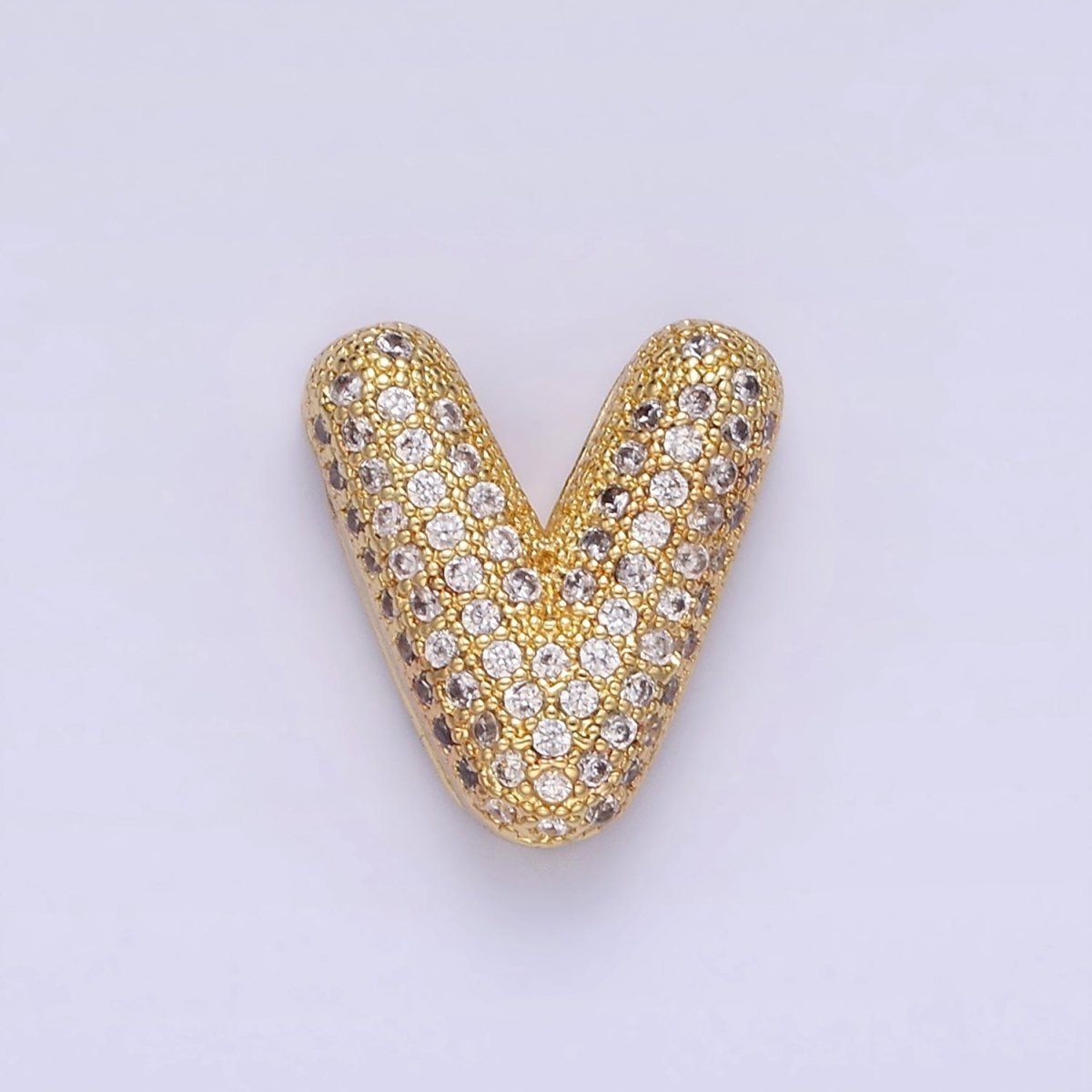 14K Gold Filled 15mm Micro Paved Balloon Bubble Initial Letter Pendant | A1171-A1183