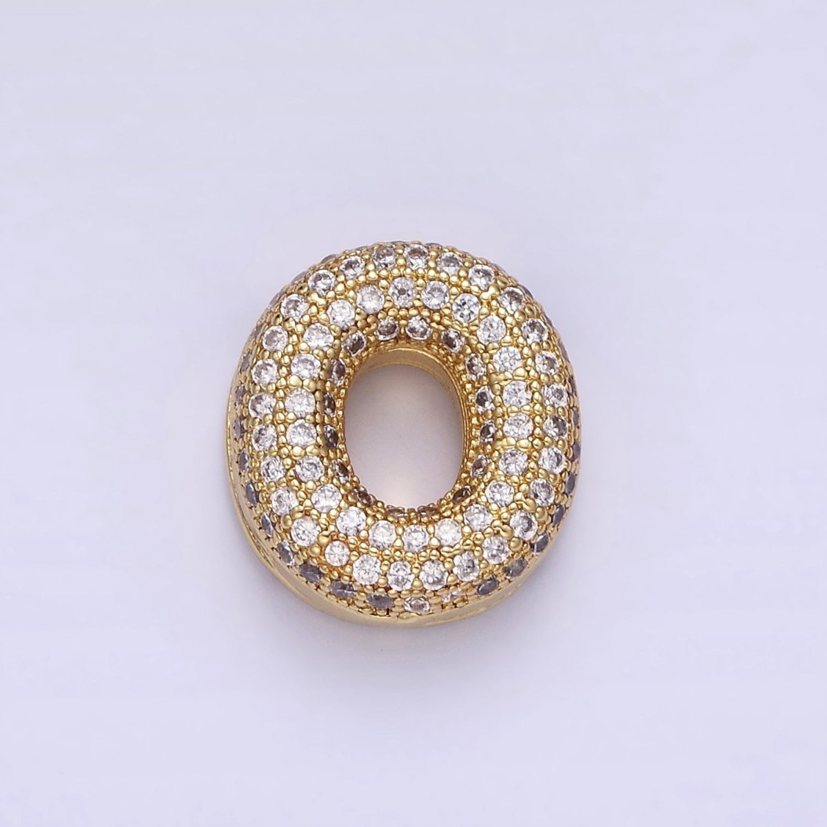 14K Gold Filled 15mm Micro Paved Balloon Bubble Initial Letter Pendant | A1171-A1183