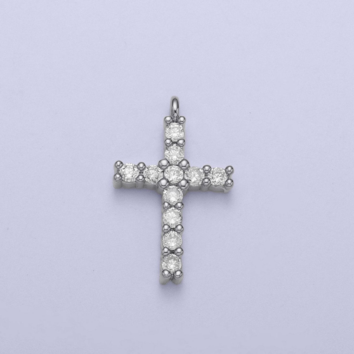 14K Gold Filled 15mm Micro Paved CZ Religious Cross Charm in Gold & Silver | C877