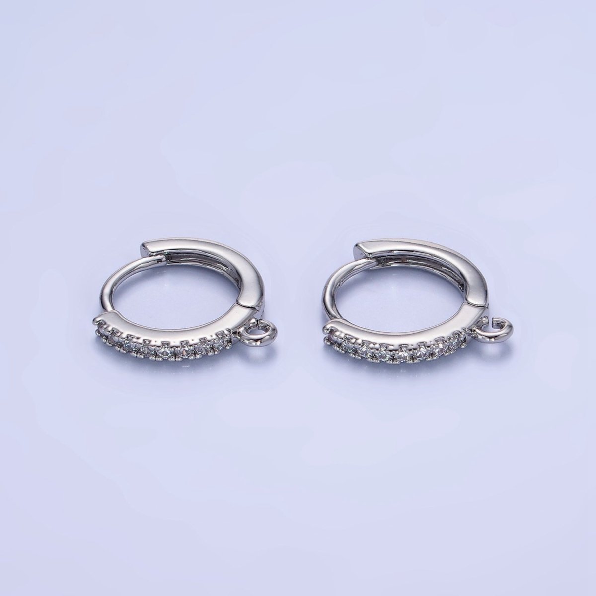 14K Gold Filled 15mm Micro Paved Huggie Earring Findings in Gold & Silver | Z745 Z746