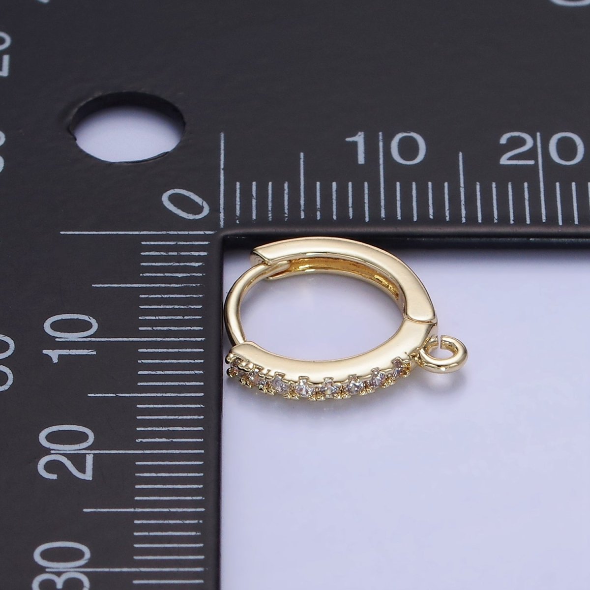 14K Gold Filled 15mm Micro Paved Huggie Earring Findings in Gold & Silver | Z745 Z746