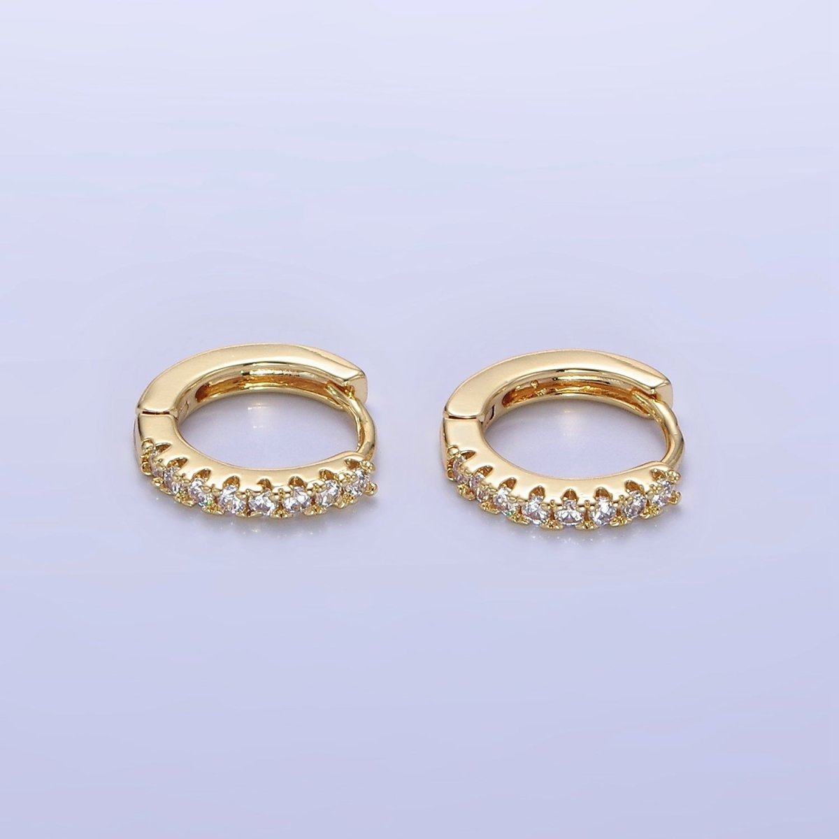 14K Gold Filled 15mm Micro Paved Huggie Earrings | P079 - DLUXCA