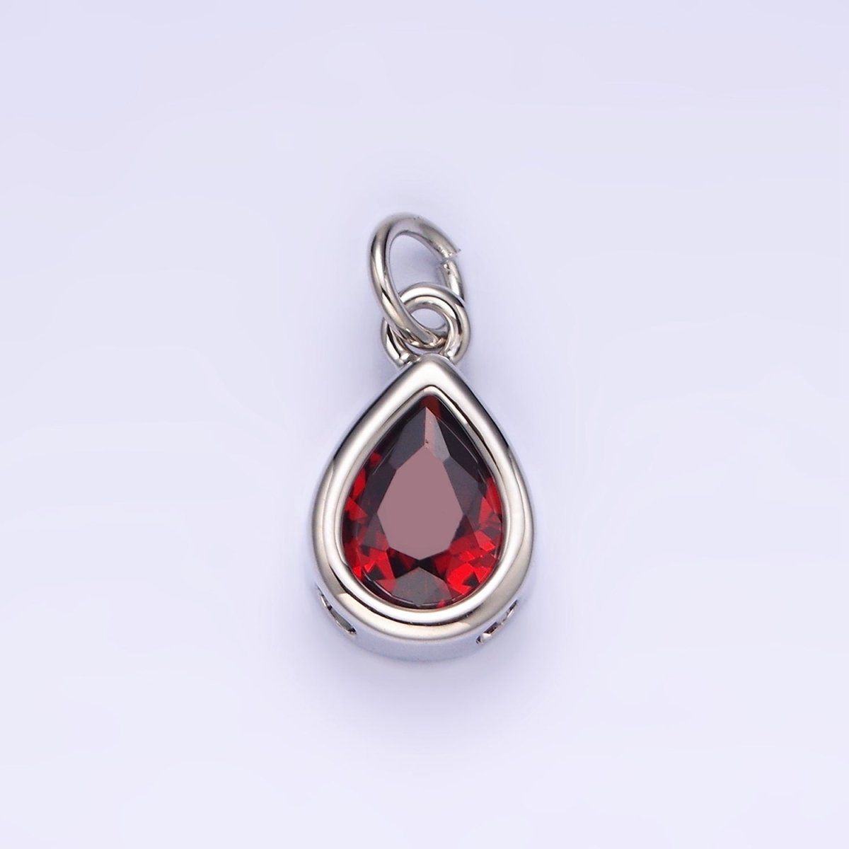 14K Gold Filled 15mm Personalized Birthstone Teardrop Cubic Zirconia CZ Bezel Charm in Silver & Gold | N1624 - N1647