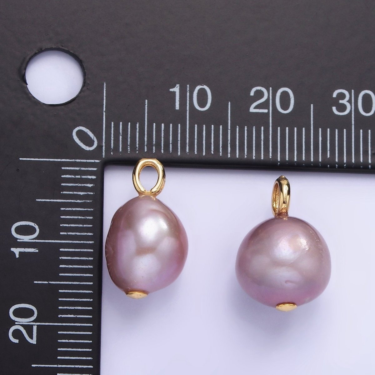 14K Gold Filled 15mm Purple Freshwater Pearl Button Drop Pendant | P1687 - DLUXCA